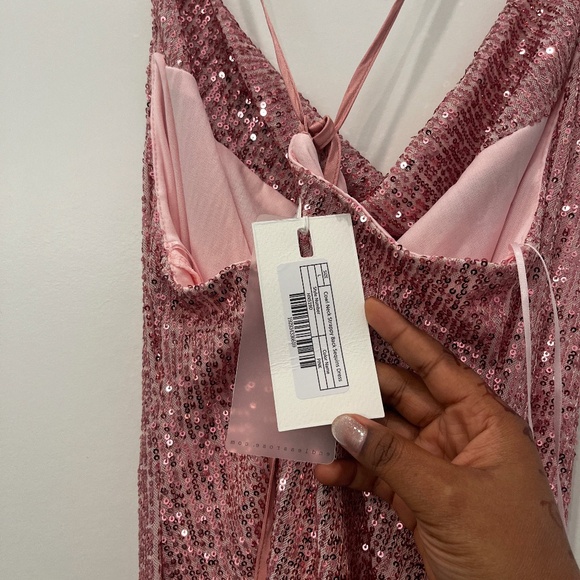 Endless Rose Cowl Neck Strappy Back Sequins Dress - Picture 1 of 5